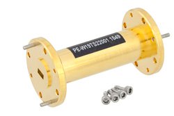 WR-19 to WR-22 Waveguide Transition 2 Inch Length, UG-383/U-Mod Round Cover Flange to UG-383/U Round Cover Flange - Cost-Effective Alternative