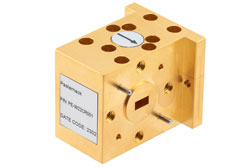 WR-22 Waveguide Circulator, 32.9 GHz to 40 GHz, 15 dB min Isolation, UG-383/U Cover Flange, Brass - Cost-Effective Alternative
