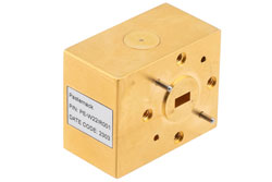 WR-22 Waveguide Isolator from 32.9 GHz to 40 GHz, 15 dB min Isolation, UG-383/U Cover Flange, Brass - Cost-Effective Alternative