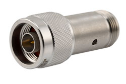 8 dB Fixed Attenuator, N Male to N Female Passivated Stainless Steel Body Rated to 2 Watts Up to 18 GHz - Cost-Effective Alternative