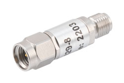 8 dB Fixed Attenuator, 2.92mm Male to 2.92mm Female Passivated Stainless Steel Body Rated to 0.5 Watts Up to 40 GHz - Cost-Effective Alternative