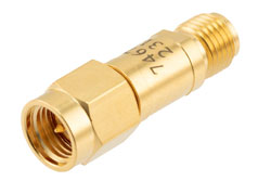 8 dB Fixed Attenuator, SMA Male to SMA Female Brass Body Rated to 2 Watts, DC to 12 GHz - Cost-Effective Alternative