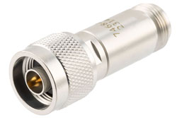 8 dB Fixed Attenuator, N Male to N Female Brass Body Rated to 2 Watts, DC to 12 GHz - Cost-Effective Alternative