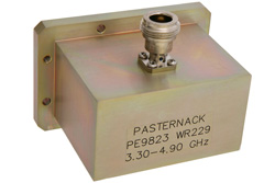 PE9823.jpg WR-229 CMR-229 Flange to N Female Waveguide to Coax Adapter Operating from 3.3 GHz to 4.9 GHz - Cost-Effective Alternative