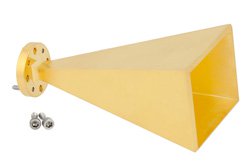 PE9881-24.jpg WR-15 Waveguide Standard Gain Horn Antenna Operating from 50 GHz to 75 GHz with a Nominal 24 dBi Gain with UG-385/U Round Cover Flange - Cost-Effective Alternative