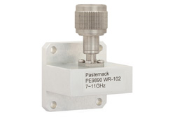 PE9890.jpg WR-102 Square Type Flange to N Male Waveguide to Coax Adapter Operating from 7 GHz to 11 GHz - Cost-Effective Alternative