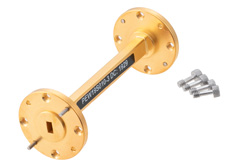 WR-19 Instrumentation Grade Straight Waveguide Section 3 Inch Length, UG-383/U-Mod Round Cover Flange from 40 GHz to 60 GHz - Cost-Effective Alternative