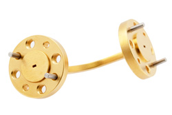 WR-5 Waveguide H-Bend with UG-383/U-Mod Flange Operating from 140 GHz to 220 GHz - Cost-Effective Alternative