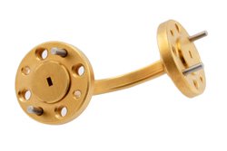 WR-8 Waveguide E-Bend with UG-383/U-Mod Flange Operating from 90 GHz to 140 GHz - Cost-Effective Alternative