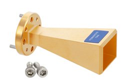 WR-10 Waveguide Standard Gain Horn Antenna Operating from 75 GHz to 110 GHz with a Nominal 20 dBi Gain with UG-387/U-Mod Round Cover Flange - Cost-Effective Alternative