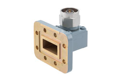 WR-90 CPR-90G Grooved Flange to Type N Male Waveguide to Coax Adapter, 8.2 GHz to 12.4 GHz, X Band, Aluminum, Paint - Cost-Effective Alternative
