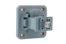 WR-75 Square Cover Flange to End Launch SMA Female Waveguide to Coax Adapter, 10 GHz to 15 GHz, M Band, Aluminum, Paint - Cost-Effective Alternative