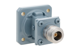 WR-75 Square Cover Flange to End Launch Type N Female Waveguide to Coax Adapter, 10 GHz to 15 GHz, M Band, Aluminum, Paint - Cost-Effective Alternative