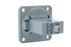 WR-90 UG-135/U Square Cover Flange to End Launch SMA Female Waveguide to Coax Adapter, 8.2 GHz to 12.4 GHz, X Band, Aluminum, Paint - Cost-Effective Alternative