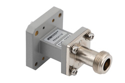WRD-750 UG Square Cover Flange to N Female Waveguide to Coax Adapter Operating from 7.5 GHz to 18 GHz in Copper Alloy - Cost-Effective Alternative