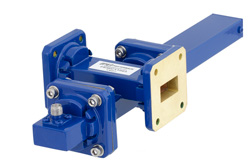 WR-75 Waveguide 50 dB Crossguide Coupler, Square Cover Flange, SMA Female Coupled Port, 10 GHz to 15 GHz, Bronze - Cost-Effective Alternative