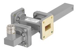 WR-75 Waveguide 50 dB Crossguide Coupler, Square Cover Flange, N Female Coupled Port, 10 GHz to 15 GHz, Bronze - Cost-Effective Alternative
