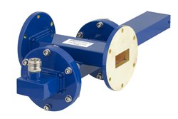 WR-137 Waveguide 40 dB Crossguide Coupler, UG-344/U Round Cover Flange, N Female Coupled Port, 5.85 GHz to 8.2 GHz, Bronze - Cost-Effective Alternative