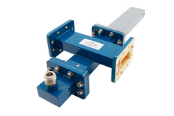 WR-137 Waveguide 50 dB Crossguide Coupler, CPR-137G Flange, N Female Coupled Port, 5.85 GHz to 8.2 GHz, Bronze - Cost-Effective Alternative