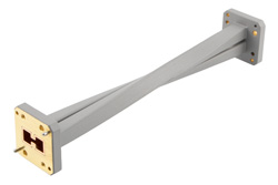 WRD-650 90 Degree Waveguide Twist with a UG Square Cover Flange Operating from 6.5 GHz to 18 GHz in Brass - Cost-Effective Alternative