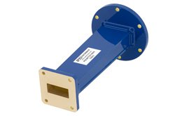 PEWTS1000.jpg WR-137 to WR-112 Waveguide Transition 6 Inch Length, UG-344/U Round Cover Flange to UG-51/U Square Cover Flange - Cost-Effective Alternative